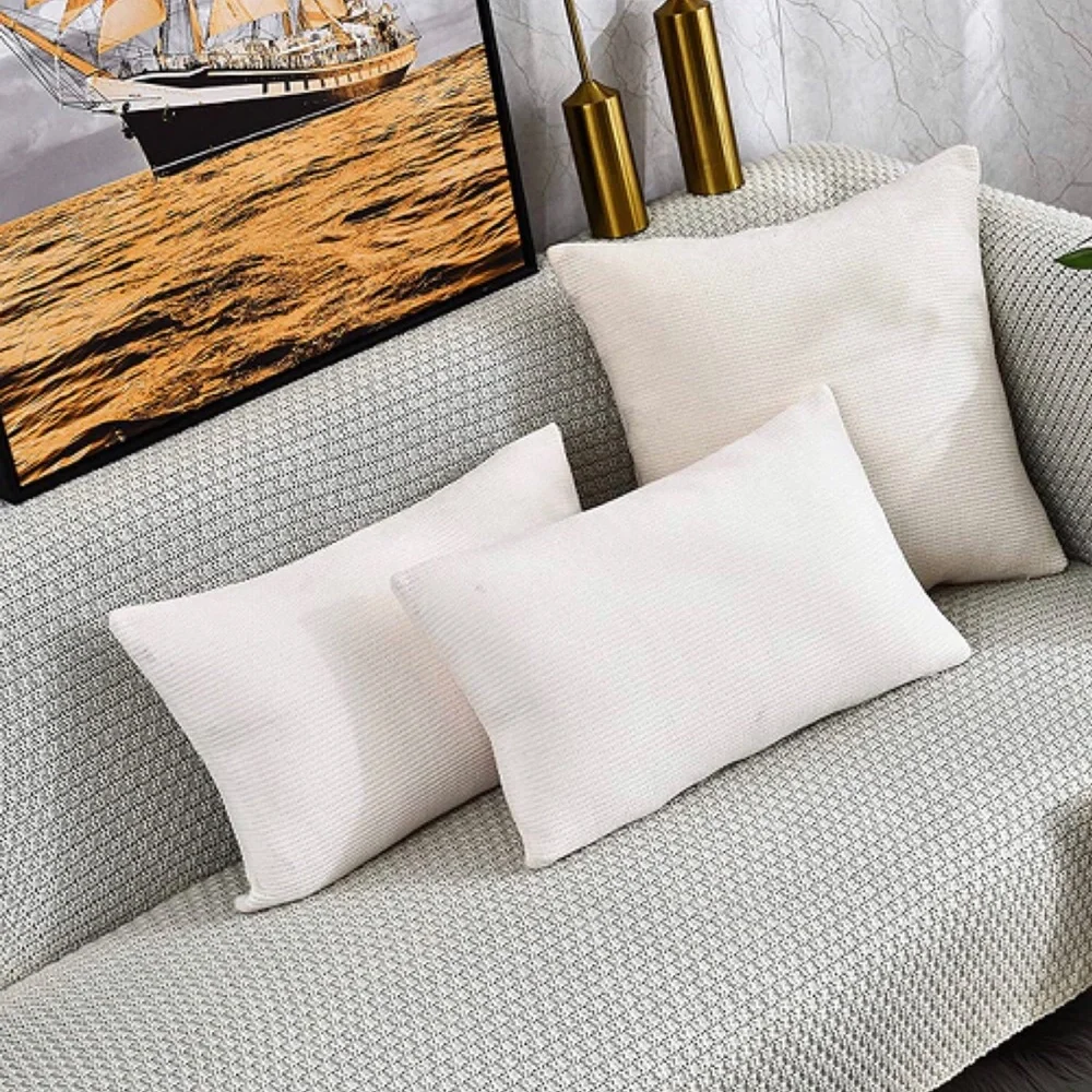 Set of 2 Throw Decor Aesthetic Pillow Covers Cushion Case 12” x 20” Cream White